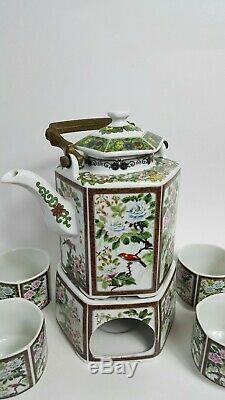 Vintage Japanese Teapot Tea Set With Warmer Base Tea Pot 4 Teacups