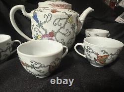 Vintage Jingdezhen Chinese Tea Set Teapot & 4 Teacups