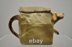 Vintage John Groth Ceramic Pottery Doggie Bag Teapot Dog in Paper Lunch Bag
