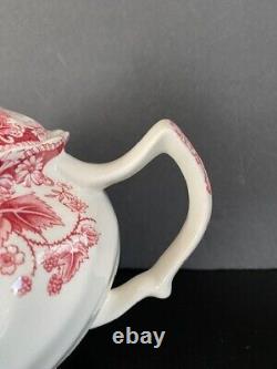 Vintage Johnson Bros Strawberry Fair Teapot Red Transferware 1959-73