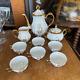 Vintage Khm Bavaria 9 Piece Tea Set Teapot, Cream, Sugar, And 6 Cups
