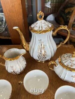 Vintage KHM Bavaria 9 Piece Tea Set Teapot, Cream, Sugar, and 6 Cups