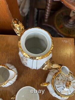 Vintage KHM Bavaria 9 Piece Tea Set Teapot, Cream, Sugar, and 6 Cups