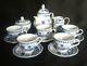 Vintage Kahla Gdr E. Germany 1968 87' Blue Onion White&blue Porcelain Tea Set