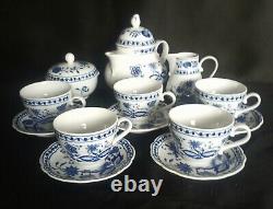 Vintage Kahla Gdr E. Germany 1968 87' Blue Onion White&blue Porcelain Tea Set