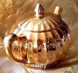 Vintage Lady Halmilton 22-kt Gold Tea Set, Teapot, Sugar Dish, Creamer