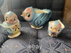 Vintage Lefton Bluebird teapot, sugar and creamer
