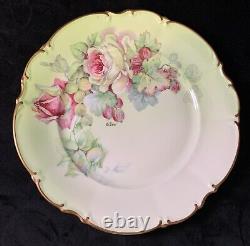 Vintage Lefton Green Heritage Roses China Teapot Tea Set And Bonus Serving Plate