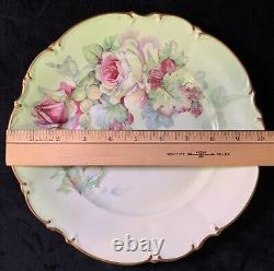 Vintage Lefton Green Heritage Roses China Teapot Tea Set And Bonus Serving Plate