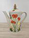 Vintage Lefton Orange California Poppy Flowers And Wheat Tea Pot Japan