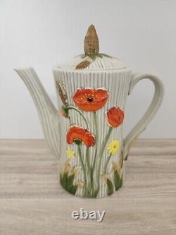 Vintage Lefton Orange California Poppy Flowers and Wheat Tea Pot Japan