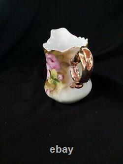 Vintage Lefton Porcelain Heritage Green Pink Rose Tea Pot, Creamer, Sugar Bowl Set