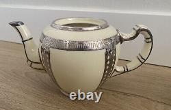 Vintage Lenox Belleek Silver Overlay Tea Set Teapot Creamer Sugar As-Is