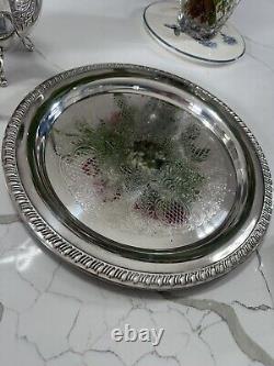 Vintage Leonard Silverplate Service Set Tea Pot, Creamer, Sugar With Tray