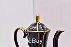 Vintage Lindner Kueps Bavaria Echt Cobalt Blue tea Set teapot creamer sugar CHIP