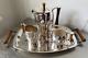Vintage Mcm Oneida 4-piece Silver Plate Tea Coffee Service Trophy Wood Handles