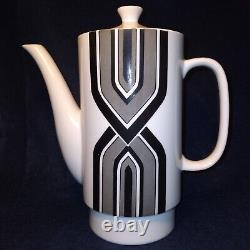 Vintage MCM Tea Coffee Pot Cups Creamer Set Black & White Design