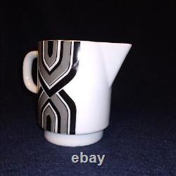 Vintage MCM Tea Coffee Pot Cups Creamer Set Black & White Design