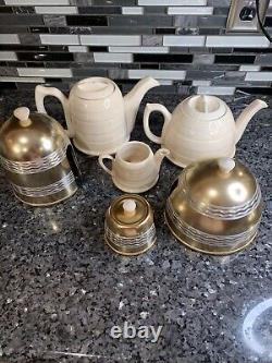 Vintage Made in England Insulated Copper Cozy Set of 3 Teapots-Reg Mark 877448