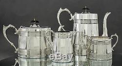 Vintage Mappin & Webb silver plate 4pc tea set panelled coffee/teapot bowl jug