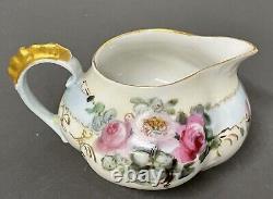 Vintage Martin China Limoges France Hand Painted Rose Tea Pot Creamer Sugar Set
