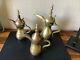 Vintage Matched Set (3) Solid Brass Dallahs 9, 10 & 12 Tea Pot With Handle
