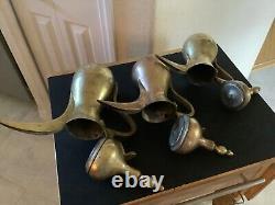 Vintage Matched Set (3) Solid Brass Dallahs 9, 10 & 12 Tea Pot with Handle