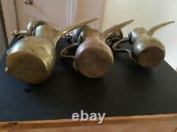 Vintage Matched Set (3) Solid Brass Dallahs 9, 10 & 12 Tea Pot with Handle