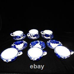 Vintage Mexican Talavera Coffee Tea Set Blue & White Floral Set Of 6 Pot, Sugar