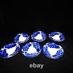 Vintage Mexican Talavera Coffee Tea Set Blue & White Floral Set Of 6 Pot, Sugar