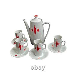 Vintage Mid Century Japan Designed by Roja Tea Pot Set with 4 Cups and Saucers