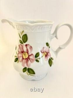 Vintage Mitterteich Bavaria Coffee Tea Pot Creamer Sugar Pink Flowers MIT359