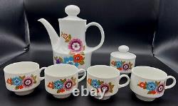 Vintage Mitterteich Floral Coupe Bavaria Tea Pot & Sugar Bowl with 4 Cups