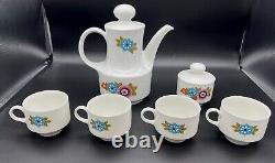 Vintage Mitterteich Floral Coupe Bavaria Tea Pot & Sugar Bowl with 4 Cups