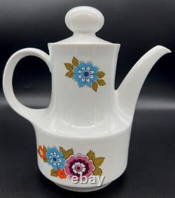 Vintage Mitterteich Floral Coupe Bavaria Tea Pot & Sugar Bowl with 4 Cups