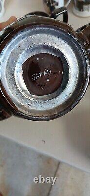 Vintage Moriage Redware Handpainted Japanese Floral Brown Tea Pot Set