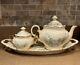 Vintage Mountainside Pottery Tea Pot Serving Set And Tray 24k Gold Trim