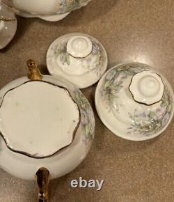 Vintage Mountainside Pottery Tea Pot Serving Set And Tray 24K Gold Trim