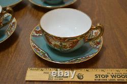 Vintage Nippon Hand Painted Tea Set Pot Creamer Sugar Bowl Cups Saucers Morimura
