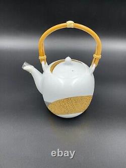 Vintage Noritake Diamond Collection Teapot Set, 2 Cups, Saucers, Gold & Platinum