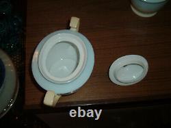 Vintage Noritake M Pale Blue & Cream Tea or Dessert Set for 8 with Tea Pot