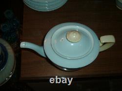 Vintage Noritake M Pale Blue & Cream Tea or Dessert Set for 8 with Tea Pot