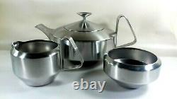 Vintage Old Hall Alveston Stainless Steel Tea Set Teapot Jug Bowl Modernist