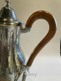 Vintage Old Newbury Crafters Pewter Tea Set Coffee Teapot Sugar Creamer NOS