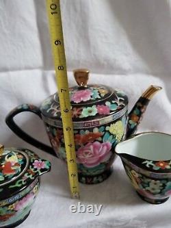 Vintage Oriental Chinese Tea Set X 6 person Teapot/Teacups/plates/creamer 22pc