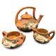 Vintage Original Roseville Pottery Magnolia Teapot Tea Pot/sugar/creamer Set