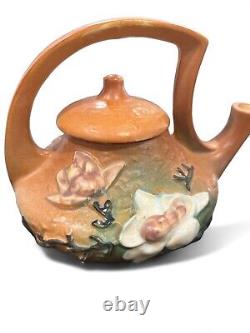 Vintage Original Roseville Pottery Magnolia Teapot Tea Pot/Sugar/Creamer Set