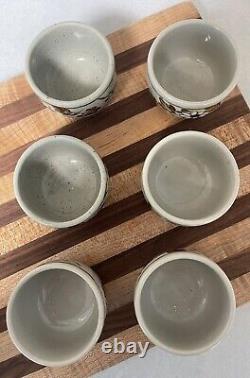Vintage Otagiri Japan Handcrafted Gray Stoneware Teapot With Rattan Handle Set