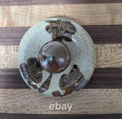 Vintage Otagiri Japan Handcrafted Gray Stoneware Teapot With Rattan Handle Set