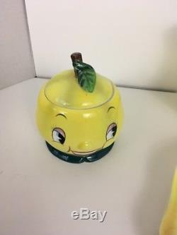 Vintage PY Japan Lemon / Pear Smiley Face Anthropomorphic Tea Set RARE